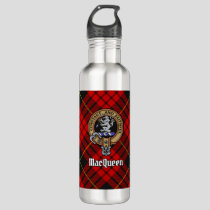 Clan MacQueen Crest over Tartan Stainless Steel Water Bottle