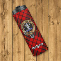 Clan MacQueen Crest over Tartan Thermal Tumbler