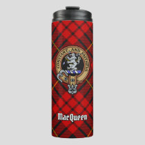 Clan MacQueen Crest over Tartan Thermal Tumbler