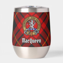 Clan MacQueen Crest over Tartan Thermal Wine Tumbler