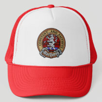 Clan MacQueen Crest over Tartan Trucker Hat