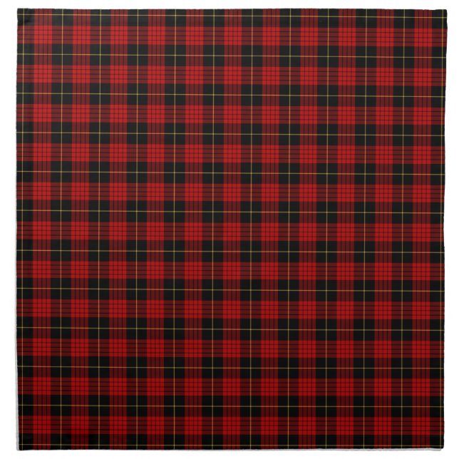 Clan MacQueen Red and Black Scottish Tartan Cloth Napkin (Front)
