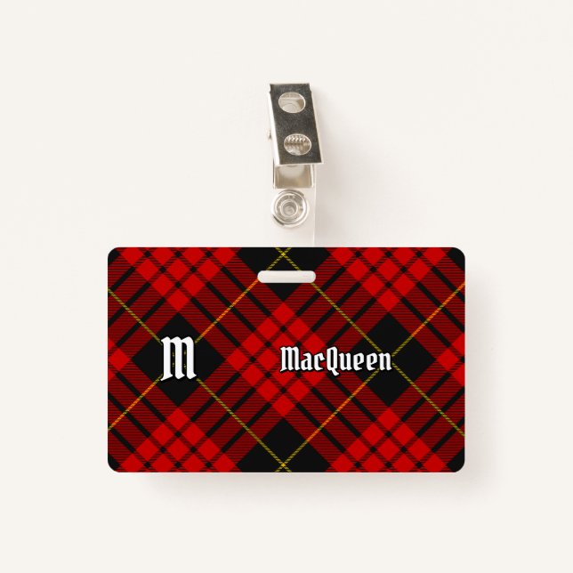 Clan MacQueen Tartan Badge (Front with Clip)