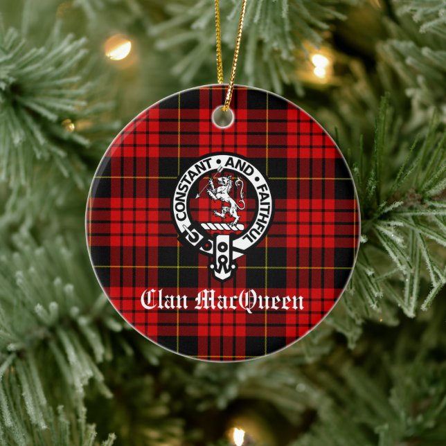 Clan MacQueen Tartan Ceramic Ornament (Tree)