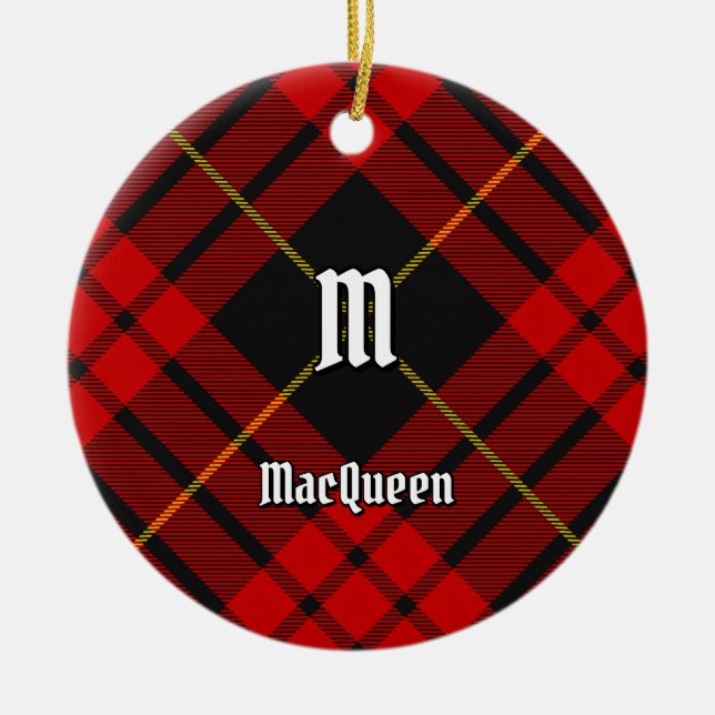 Clan MacQueen Tartan Ceramic Ornament (Front)