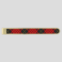 Clan MacQueen Tartan Gold Finish Tie Bar