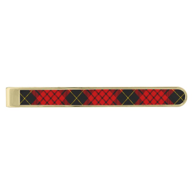 Clan MacQueen Tartan Gold Finish Tie Bar (Front)