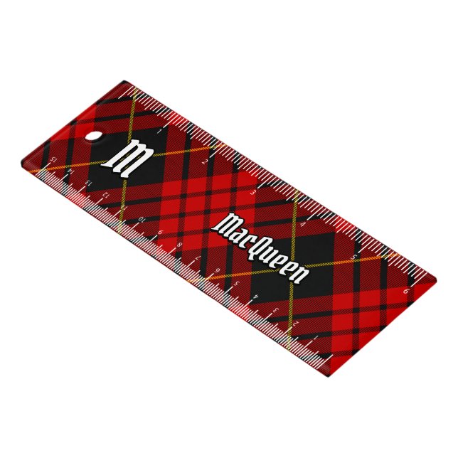 Clan MacQueen Tartan Ruler (Angled)