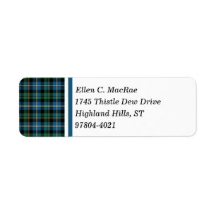 Clan MacRae Bright Blue and Green Hunting Tartan Label