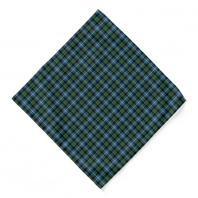 Clan MacRae Green and Blue Scottish Hunting Tartan Bandana (Front)