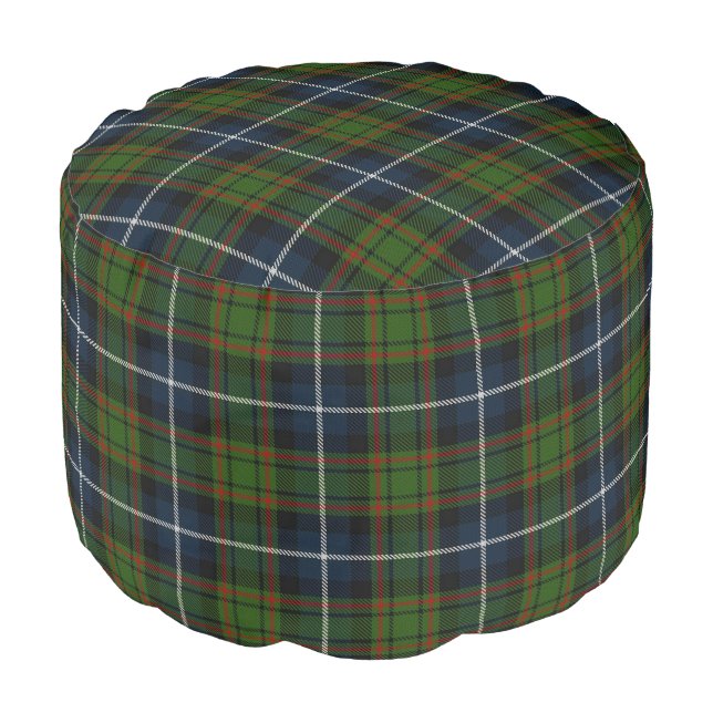 Clan MacRae Scottish Style Blue Green Tartan Pouf (Angled Front)