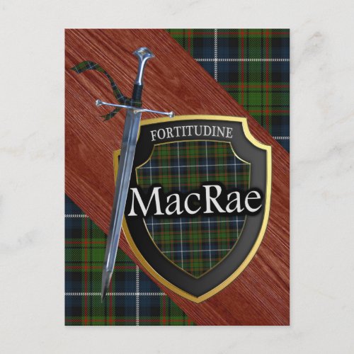 Clan MacRae Tartan Sword  Shield Postcard