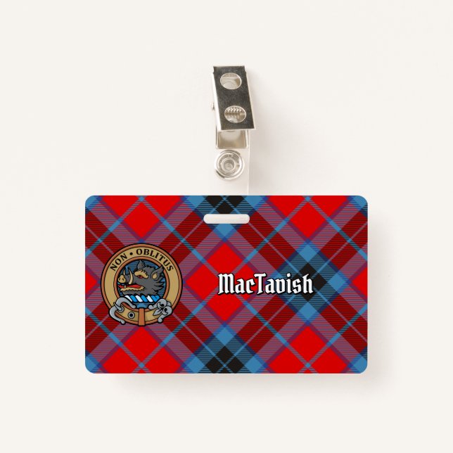 Clan MacTavish Crest over Tartan Badge (Front with Clip)