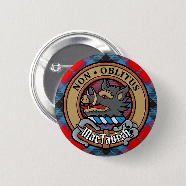 Clan MacTavish Crest over Tartan Button (Front & Back)