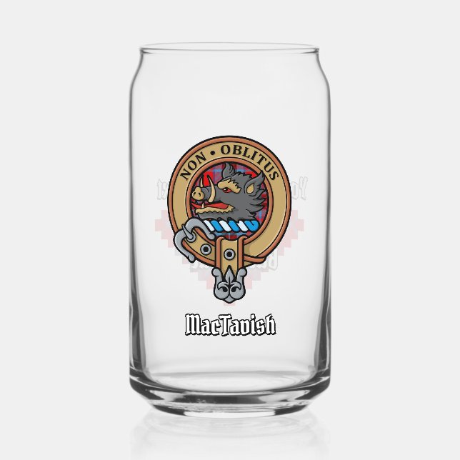 Clan MacTavish Crest over Tartan Can Glass (Front)
