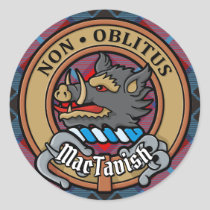 Clan MacTavish Crest over Tartan Classic Round Sticker