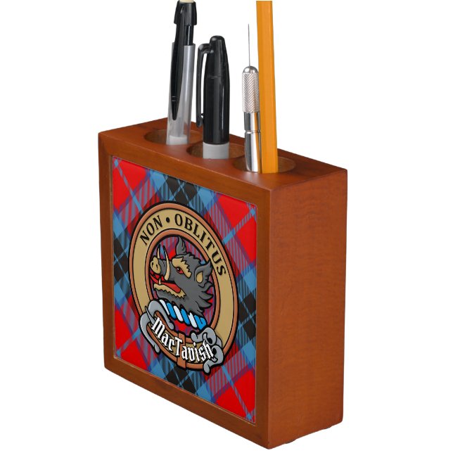 Clan MacTavish Crest over Tartan Desk Organizer (In Situ)