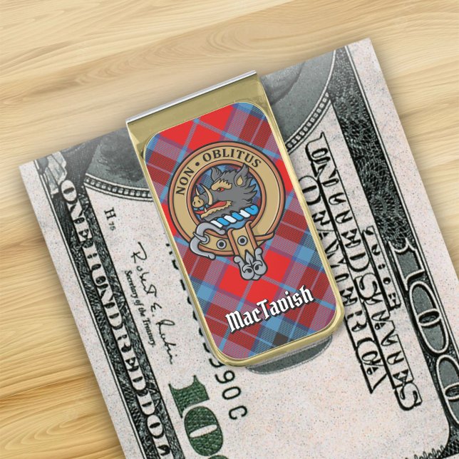 Clan MacTavish Crest over Tartan Gold Finish Money Clip (Creator Uploaded)