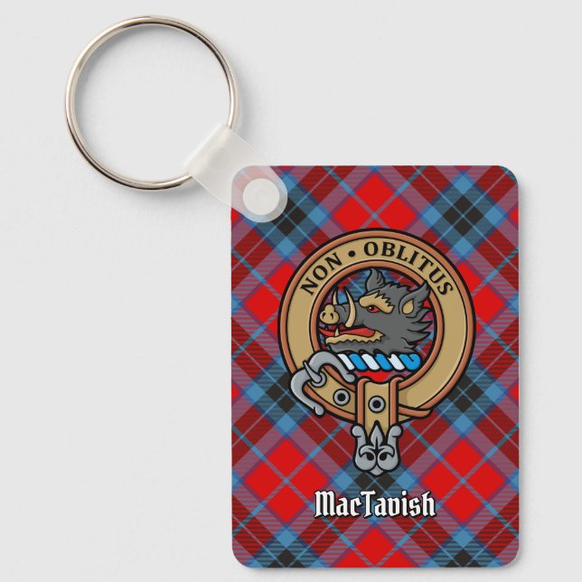Clan MacTavish Crest over Tartan Keychain (Front)