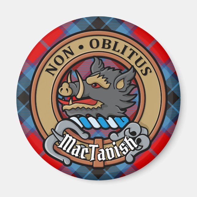 Clan MacTavish Crest over Tartan Magnet (Front)