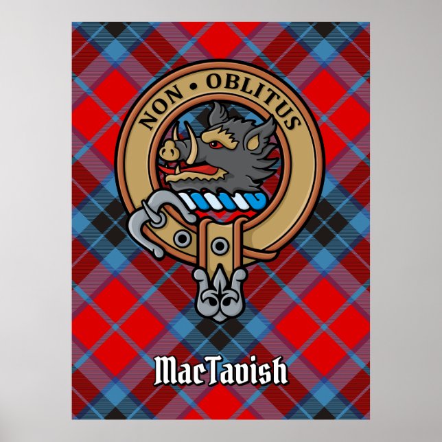 Clan MacTavish Crest over Tartan Poster (Front)