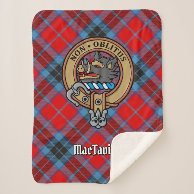 Clan MacTavish Crest over Tartan Sherpa Blanket (Front)