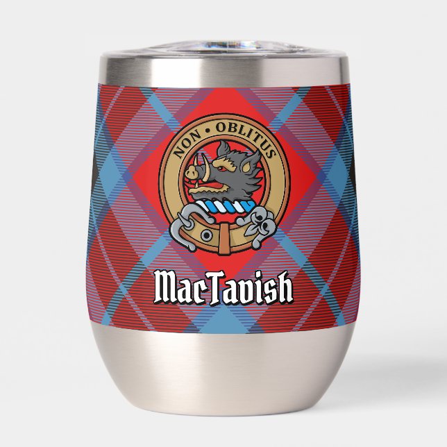 Clan MacTavish Crest over Tartan Thermal Wine Tumbler (Front)