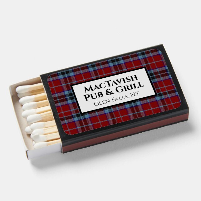 Clan MacTavish Plaid Business Promo Matchbox Matchboxes (Front Open)