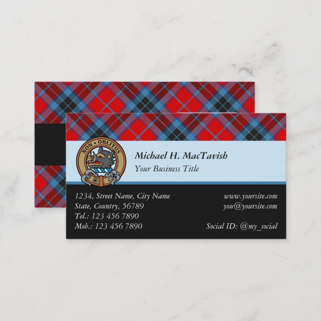 Clan MacTavish Tartan Business Card (Front/Back)