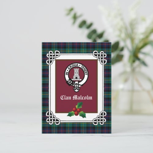 Clan Malcolm Crest Badge  Tartan Holiday Postcard