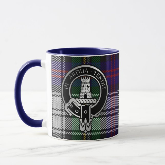 Clan Malcolm Crest & Dress Tartan Mug (Left)