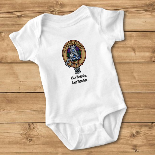 Clan Malcolm Crest over Tartan Baby Bodysuit (Creator Uploaded)