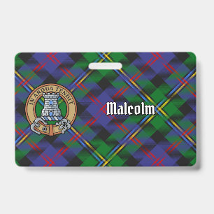 Clan Malcolm Crest over Tartan Badge