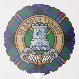 Clan Malcolm Crest over Tartan Balloon