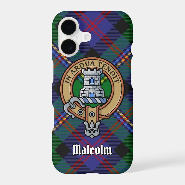 Clan Malcolm Crest over Tartan Case-Mate iPhone Case (Back)