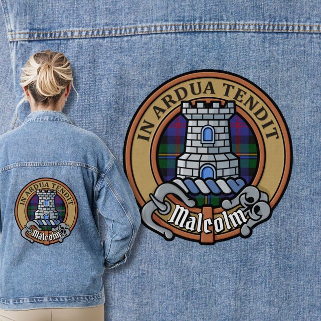 Clan Malcolm Crest over Tartan Denim Jacket (Creator Uploaded)