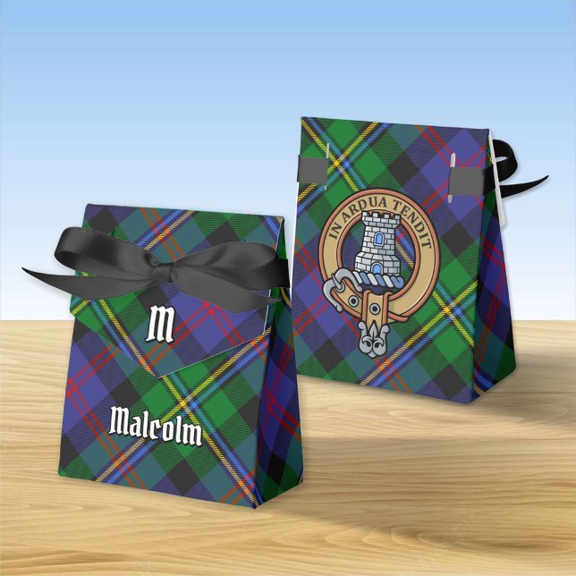 Clan Malcolm Crest over Tartan Favor Boxes (Creator Uploaded)