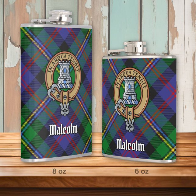 Clan Malcolm Crest over Tartan Flask (Creator Uploaded)