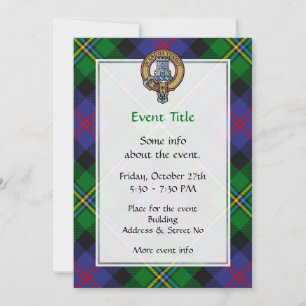Clan Malcolm Crest over Tartan Invitation