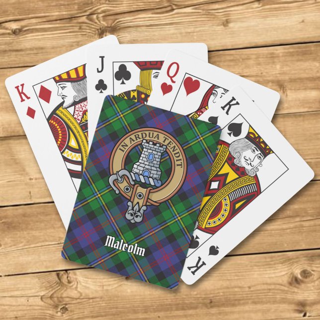Clan Malcolm Crest over Tartan Poker Cards (Creator Uploaded)