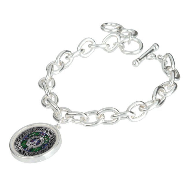 Clan Malcolm Crest & Tartan Knot Bracelet (Side)