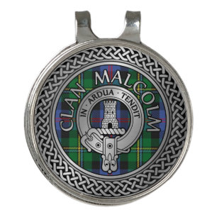 Clan Malcolm Crest & Tartan Knot Golf Hat Clip