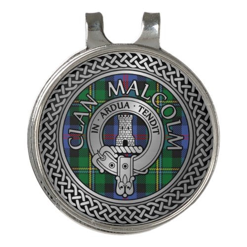 Clan Malcolm Crest  Tartan Knot Golf Hat Clip