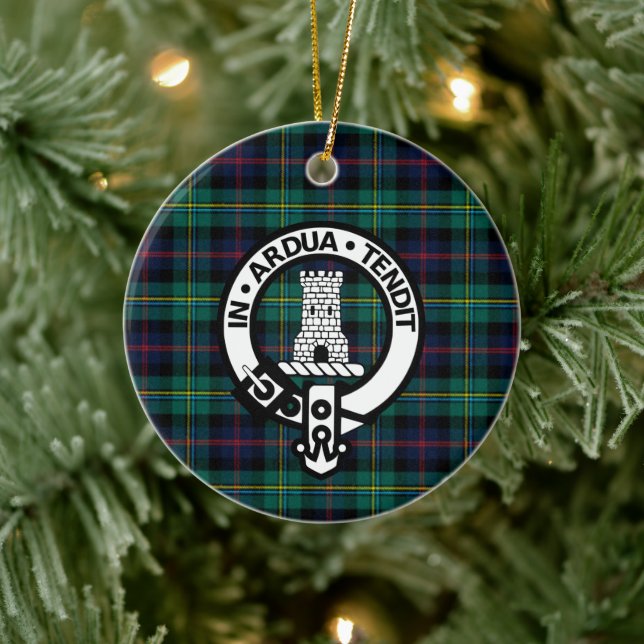 Clan Malcolm Tartan and Crest Ceramic Ornament (Tree)