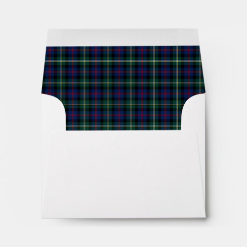 Clan Malcolm Tartan Dark Blue and Green Plaid Envelope