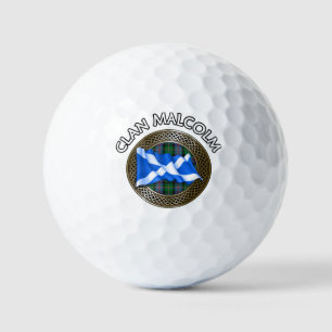 Clan Malcolm Tartan Knot & Flag Golf Balls