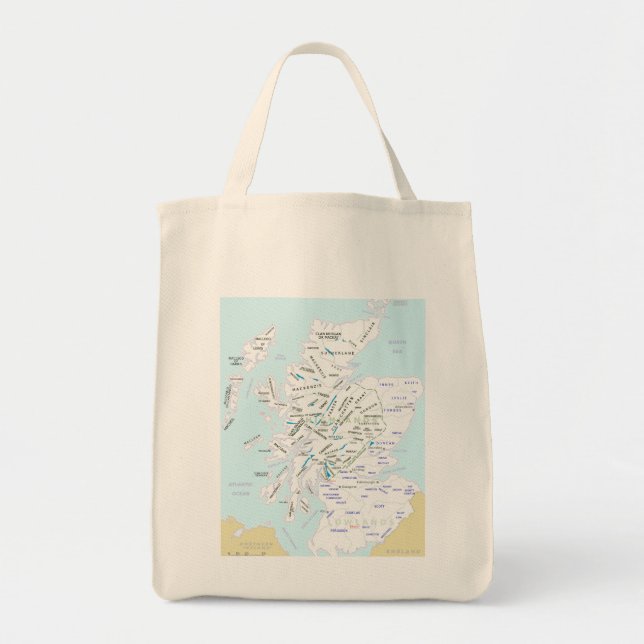 Clan Map of Scotland Grocery Tote Bag (Front)