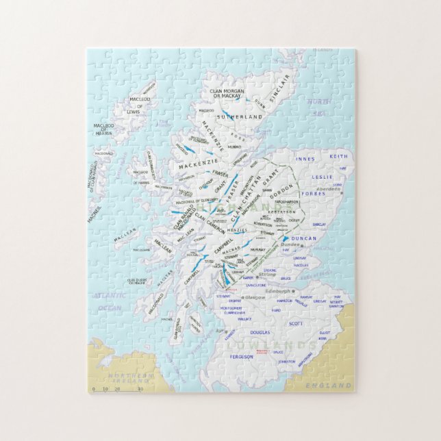 Clan Map of Scotland Jigsaw Puzzle (Vertical)