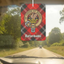 Clan Marjoribanks Crest over Tartan Air Freshener
