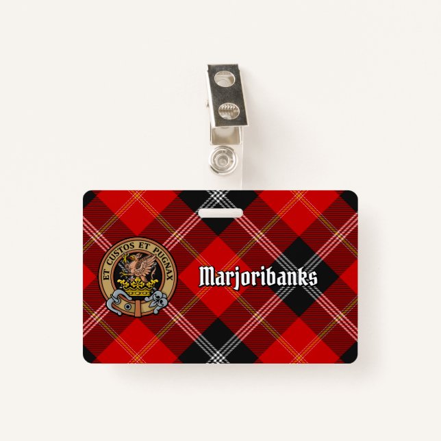 Clan Marjoribanks Crest over Tartan Badge (Front with Clip)